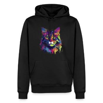 Bunte Maine-Coon-Katze - Männer Premium Bio Hoodie - Schwarz - Vorne - Nico (187cm)