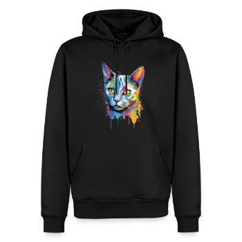 Bunte russisch blau Katze - Männer Premium Bio Hoodie - Schwarz - Vorne - Nico (187cm)
