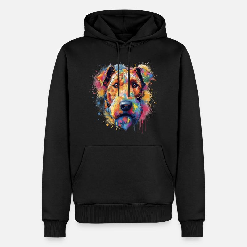 Bunte Airedale-Terrier - Männer Premium Bio Hoodie - Schwarz