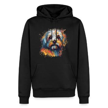 Bunter Havaneser Hund - Männer Premium Bio Hoodie - Schwarz - Vorne - Nico (187cm)