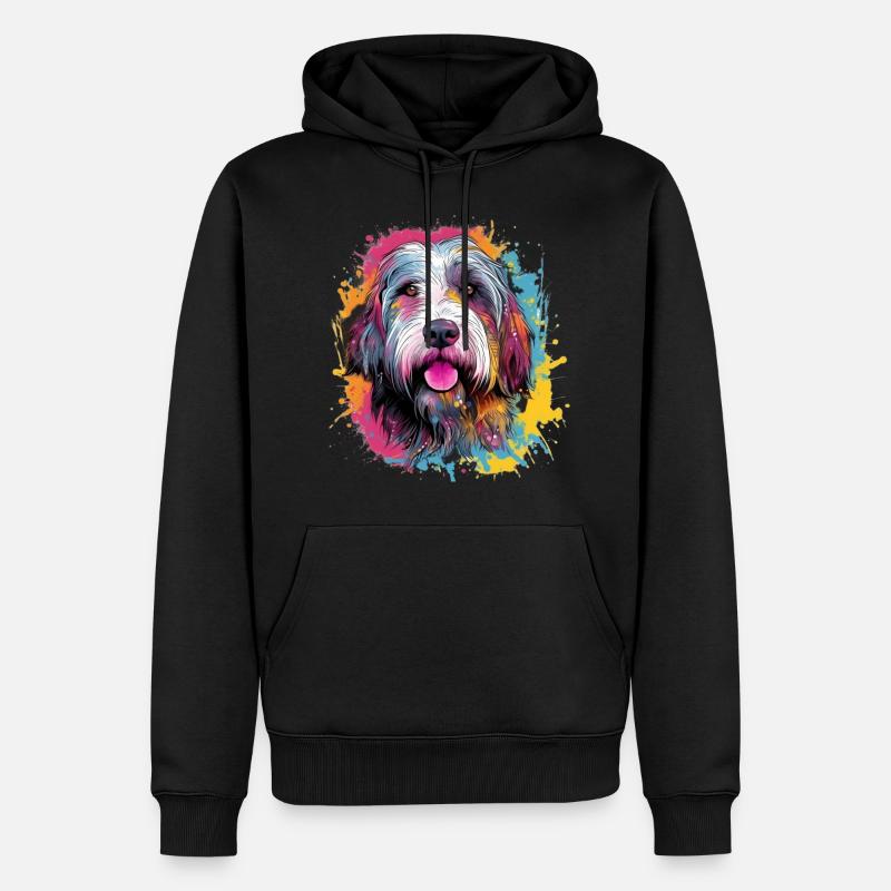 Bunter Bearded Collie - Männer Premium Bio Hoodie - Schwarz