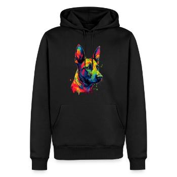 Bunte belgische Malinois - Männer Premium Bio Hoodie - Schwarz - Vorne - Nico (187cm)