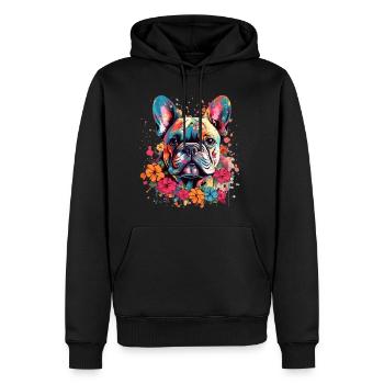 Bunte französische Bulldogge - Männer Premium Bio Hoodie - Schwarz - Vorne - Nico (187cm)