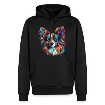 Bunter Papillon Hund Kontinentaler Zwergspaniel - Männer Premium Bio Hoodie - Schwarz - Vorne - Nico (187cm)