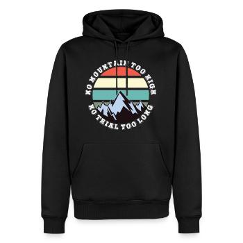 Kein Berg zu hoch, kein Weg zu lang - Männer Premium Bio Hoodie - Schwarz - Vorne - Nico (187cm)