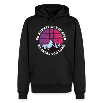 Kein Berg zu hoch, kein Weg zu lang - Männer Premium Bio Hoodie - Schwarz - Vorne - Nico (187cm)