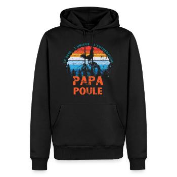 Papa Henne Geschenk T-Shirt Daddy Henne authentisch - Männer Premium Bio Hoodie - Schwarz - Vorne - Nico (187cm)