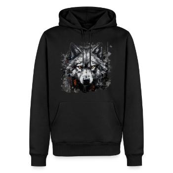 Einzelgänger. Urbaner Jäger im Graffiti-Stil. - Männer Premium Bio Hoodie - Schwarz - Vorne - Nico (187cm)