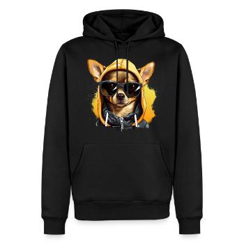 Règle du chihuahua : gouverner le paysage urbain - Sweat à capuche Premium bio Homme - noir - Devant - Nico (187cm)