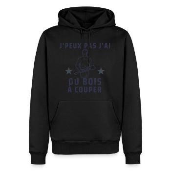 j peux pas j ai du bois à couper - Sweat à capuche Premium bio Homme - noir - Devant - Nico (187cm)