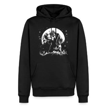 Dackel im Mondlicht - Männer Premium Bio Hoodie - Schwarz - Vorne - Nico (187cm)