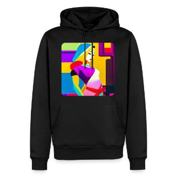 Bunte Frau im Retro Pop-Art Design - Männer Premium Bio Hoodie - Schwarz - Vorne - Nico (187cm)