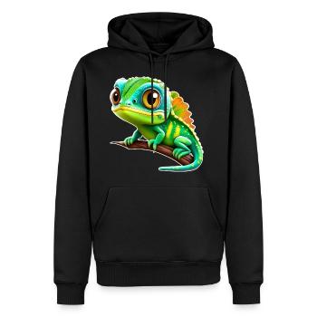Mignon. Petit iguane - Sweat à capuche Premium bio Homme - noir - Devant - Nico (187cm)