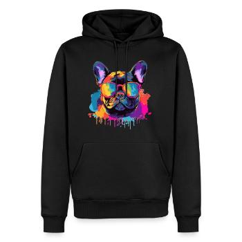 Bunte Französische Bulldogge Sonnenbrille - Männer Premium Bio Hoodie - Schwarz - Vorne - Nico (187cm)
