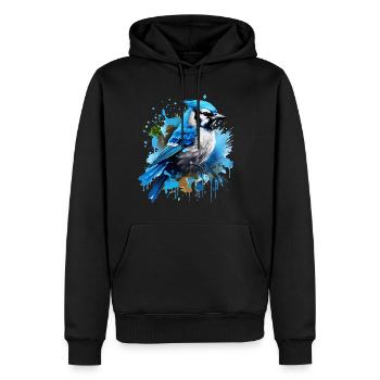 Geai bleu coloré, éclaboussures de peinture, éclaboussures de peinture - Sweat à capuche Premium bio Homme - noir - Devant - Nico (187cm)