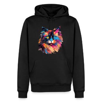 Éclaboussures colorées de peinture de chat birman - Sweat à capuche Premium bio Homme - noir - Devant - Nico (187cm)