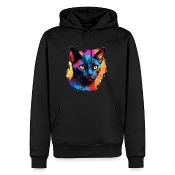 Bunte Burma Katze Farbkleckse Farbspritzer - Männer Premium Bio Hoodie - Schwarz - Vorne - Nico (187cm)