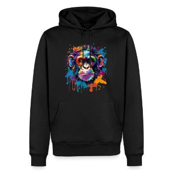 Colorful chimpanzee, splashes of paint, splashes of paint - Men’s Premium Organic Hoodie - black - Front - Nico (187cm)