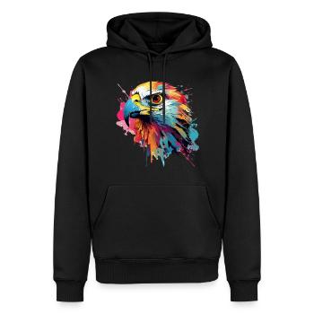 Bunter Falke Farbkleckse Farbspritzer - Männer Premium Bio Hoodie - Schwarz - Vorne - Nico (187cm)