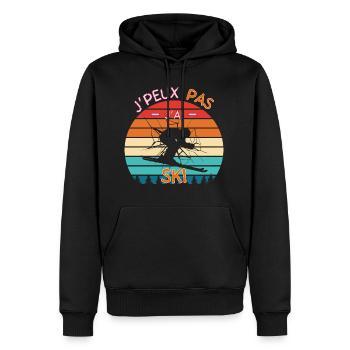 Ski Vintage - J'peux pas j'ai ski Humour - Sweat à capuche Premium bio Homme - noir - Devant - Nico (187cm)