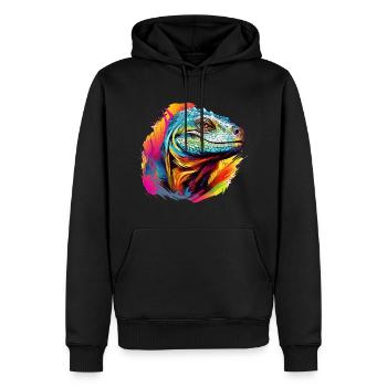 Bunter Komodowaran Farbkleckse Farbspritzer - Männer Premium Bio Hoodie - Schwarz - Vorne - Nico (187cm)