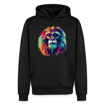 Colorful Gibbon, Splashes of Paint, Splashes of Paint - Men’s Premium Organic Hoodie - black - Front - Nico (187cm)