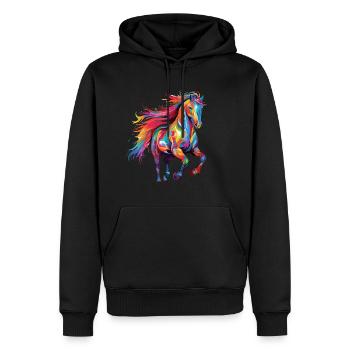 Cheval Couleur Splash Couleur Splash Coloré - Sweat à capuche Premium bio Homme - noir - Devant - Nico (187cm)