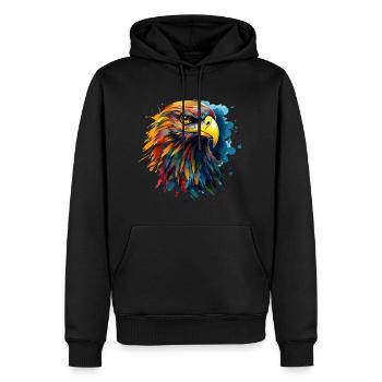 Bunter Steinadler Farbkleckse Farbspritzer - Männer Premium Bio Hoodie - Schwarz - Vorne - Nico (187cm)