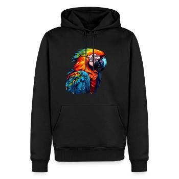 Bunter Papagei Farbkleckse - Männer Premium Bio Hoodie - Schwarz - Vorne - Nico (187cm)
