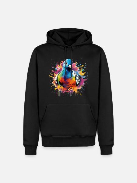 Bunte Taube Farbkleckse Farbspritzer - Männer Premium Bio Hoodie - Schwarz