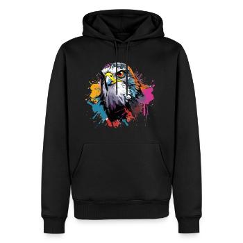 Bunter Wanderfalke Farbkleckse Farbspritzer - Männer Premium Bio Hoodie - Schwarz - Vorne - Nico (187cm)