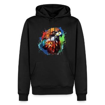 Des taches colorées de faucon à queue rousse d'éclaboussures de peinture - Sweat à capuche Premium bio Homme - noir - Devant - Nico (187cm)