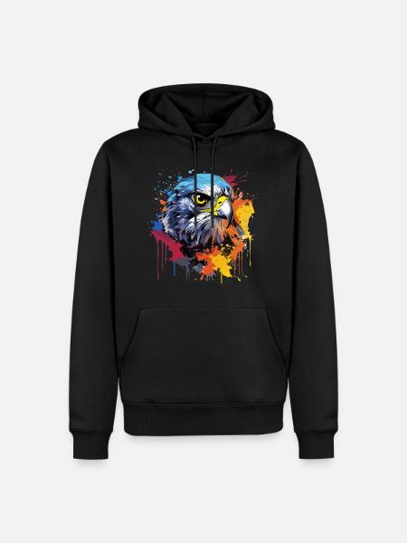Bunter Wanderfalke Farbkleckse Farbspritzer - Männer Premium Bio Hoodie - Schwarz