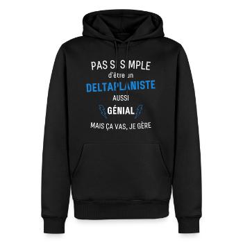 Deltaplaniste Génial - Sweat à capuche Premium bio Homme - noir - Devant - Nico (187cm)