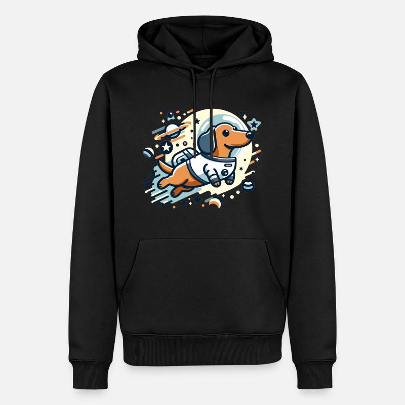 Teckel astronaute dans l’espace - Sweat à capuche Premium bio Homme - noir