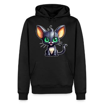 Niedliche schwarze Katze im Comic Style - Männer Premium Bio Hoodie - Schwarz - Vorne - Nico (187cm)
