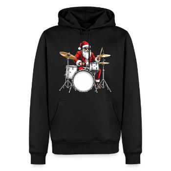 Santa Claus Schlagzeug-Set. Vintage Drummer - Männer Premium Bio Hoodie - Schwarz - Vorne - Nico (187cm)