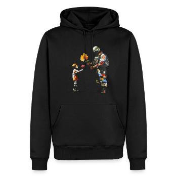 Peace Flower Graffiti - Men’s Premium Organic Hoodie - black - Front - Nico (187cm)