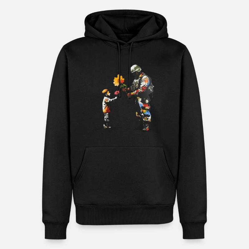 Peace Flower Graffiti - Männer Premium Bio Hoodie - Schwarz