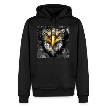Steampunk style rétro Oiseau de proie - Sweat à capuche Premium bio Homme - noir - Devant - Nico (187cm)