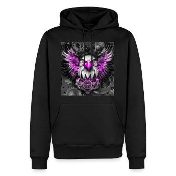 Steampunk style rétro Oiseau de proie - Sweat à capuche Premium bio Homme - noir - Devant - Nico (187cm)