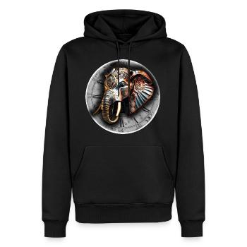 Steampunk retro style Elephant - Men’s Premium Organic Hoodie - black - Front - Nico (187cm)