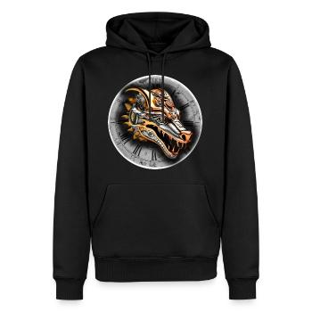 Steampunk retro style Dragon - Men’s Premium Organic Hoodie - black - Front - Nico (187cm)