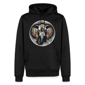 Steampunk retro style Elephant - Men’s Premium Organic Hoodie - black - Front - Nico (187cm)