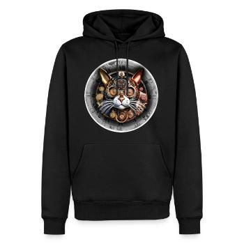 Steampunk retro style Cat - Men’s Premium Organic Hoodie - black - Front - Nico (187cm)