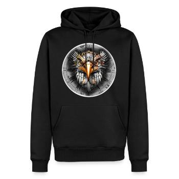Steampunk retro style Bird of prey Eagle - Men’s Premium Organic Hoodie - black - Front - Nico (187cm)