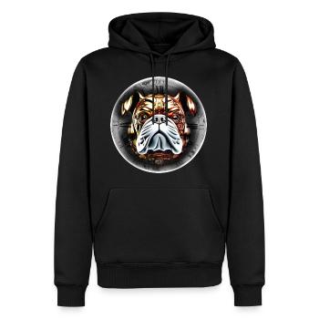 Steampunk retro style Bulldog - Men’s Premium Organic Hoodie - black - Front - Nico (187cm)