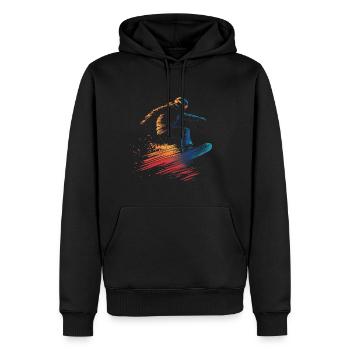 Snowboarder Snowboarding Sprung Bunt - Männer Premium Bio Hoodie - Schwarz - Vorne - Nico (187cm)