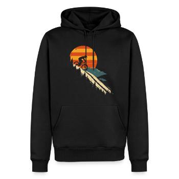 VTT de descente Descente Vintage - Sweat à capuche Premium bio Homme - noir - Devant - Nico (187cm)
