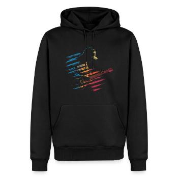 Guitare électrique Guitare Guitariste Silhouette Vintage - Sweat à capuche Premium bio Homme - noir - Devant - Nico (187cm)